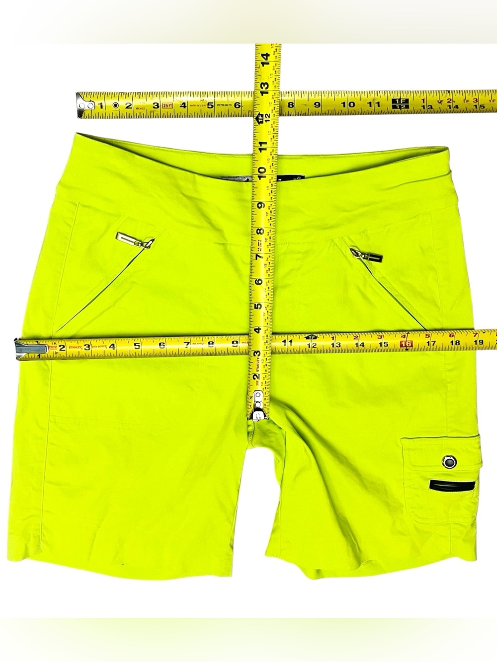 Jamie Sadock Shorts Golf Tennis Vibrant Yellow/Lime Zip/Pockets Stretch Sz 6 - Picture 10 of 13